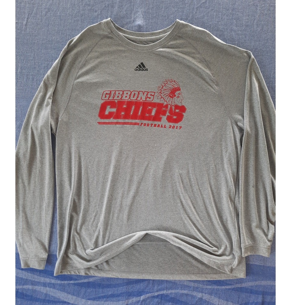 Adidas Mens Gibbons Chiefs Football 2017 Climalite Gray Long Sleeve Shirt 3XL